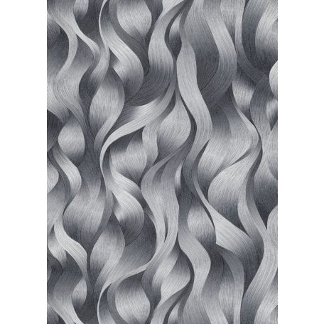 Erismann ELLE Decoration 2, 10204-15 Grafikus költői szépségű hullámminta szürke fekete ezüst szálcsiszolt fényes mintafelület tapéta