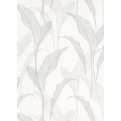  Erismann ELLE Decoration 2, 10207-31 Natur Botanikus Grafikus finoman erezett levélminta fehér krém szürke ezüst fényes mintarajzolat tapéta