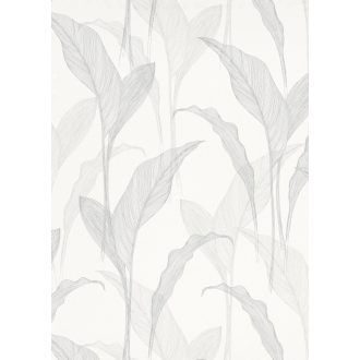   Erismann ELLE Decoration 2, 10207-31 Natur Botanikus Grafikus finoman erezett levélminta fehér krém szürke ezüst fényes mintarajzolat tapéta