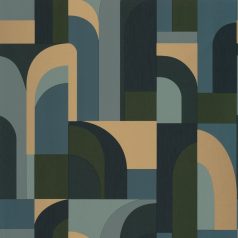   Caselio Labyrinth 102086072  DOORS Geometrikus fantáziadús "labirintus" minta kék khaki zöld arany tapéta