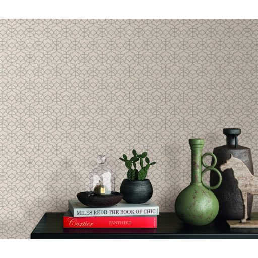 Erismann Code Nature 10211-38 Grafikus díszítőminta apró elemek láncolata világosbarna szürkésbarna tapéta