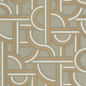   Caselio Labyrinth 102127022  IMPASS Geometrikus Mindenhova és sehova! zsákutcábó torkolló grafikus utak mandulazöld zöld fehér arany tapéta