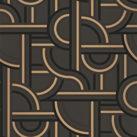 Caselio Labyrinth 102129028  IMPASS Geometrikus Mindenhova és sehova! zsákutcábó torkolló grafikus utak fekete antracit arany tapéta
