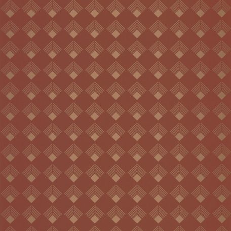 Caselio Labyrinth 102134045 PATCH Geometrikus grafikus szimmetrikus négyzetminta, 2D-3D játék terrakotta rézszín tapéta