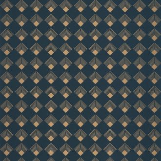   Caselio Labyrinth 102136026 PATCH Geometrikus grafikus szimmetrikus négyzetminta, 2D-3D játék sötétkék arany tapéta