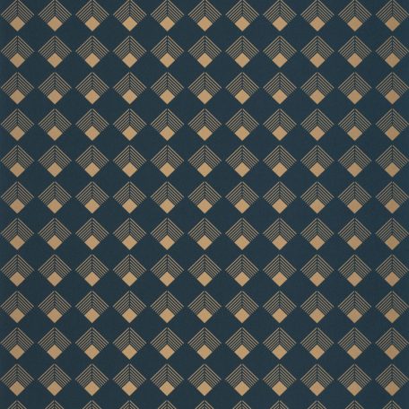 Caselio Labyrinth 102136026 PATCH Geometrikus grafikus szimmetrikus négyzetminta, 2D-3D játék sötétkék arany tapéta