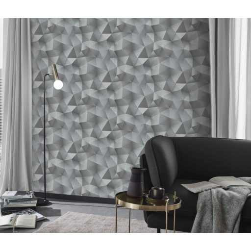 Erismann Fashion for Walls 3, 10216-10 DIAMOND Design háromdimenziós geometriai minta szürke árnyalatok ezüst tapéta