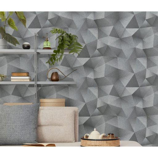 Erismann Fashion for Walls 3, 10216-10 DIAMOND Design háromdimenziós geometriai minta szürke árnyalatok ezüst tapéta