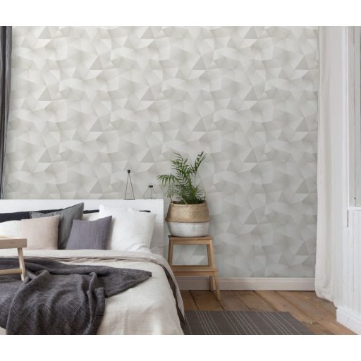 Erismann Fashion for Walls 3, 10216-31 DIAMOND Design háromdimenziós geometriai minta fehér világosszürke árnyalatok ezüst tapéta