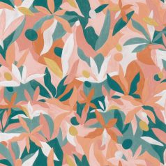   Fény és perspektíva lenyűgöző játéka - expresszionista növényi megjelenítés krém/bézs terrakotta rózsaszín zöld arany tapéta