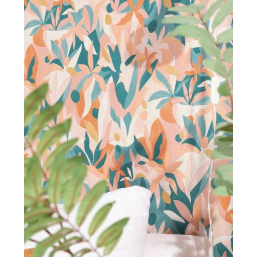 Fény és perspektíva lenyűgöző játéka - expresszionista növényi megjelenítés krém/bézs terrakotta rózsaszín zöld arany tapéta