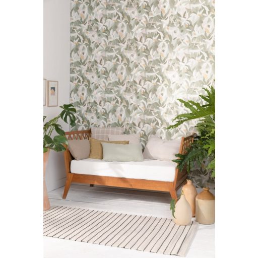 Fény és perspektíva lenyűgöző játéka - expresszionista növényi megjelenítés khakizöld bézs arany tapéta