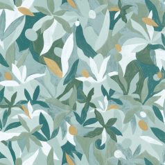   Fény és perspektíva lenyűgöző játéka - expresszionista növényi megjelenítés menta és smaragdzöld fehér arany tapéta