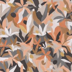   Fény és perspektíva lenyűgöző játéka - expresszionista növényi megjelenítés fekete mogyoróbarna fehér lazac arany tapéta