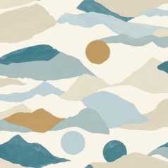   Festői hegyek vagy művészi felhők - szabadon a fantázia fehér kék bézs arany tapéta