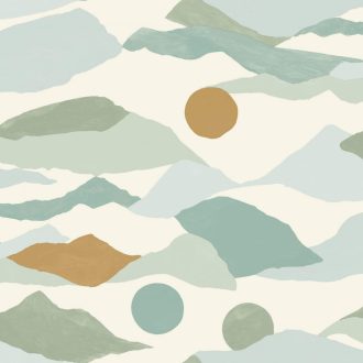   Festői hegyek vagy művészi felhők - szabadon a fantázia fehér mentazöld vízkék arany tapéta