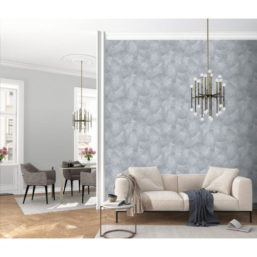 Erismann Fashion for Walls 3, 10219-29 JAPANDI Design  Stilizált egzotikus levélminta szürke árnyalatok ezüst csillogó mintarajzolat tapéta