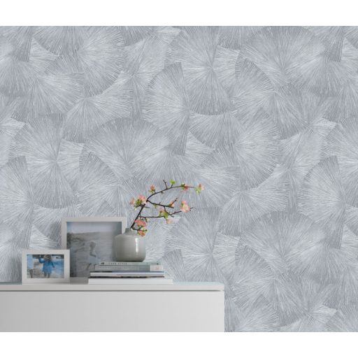 Erismann Fashion for Walls 3, 10219-29 JAPANDI Design  Stilizált egzotikus levélminta szürke árnyalatok ezüst csillogó mintarajzolat tapéta