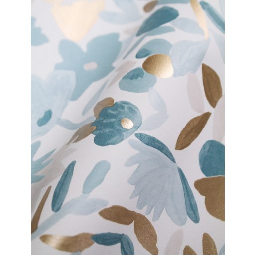 Naív és romantikus apró virágminta fehér kék bézs arany tapéta