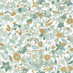   Naív és romantikus apró virágminta fehér mentazöld arany tapéta