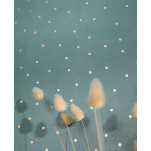 Spontán elhelyezkedő (táncoló) pöttyök zöld arany tapéta