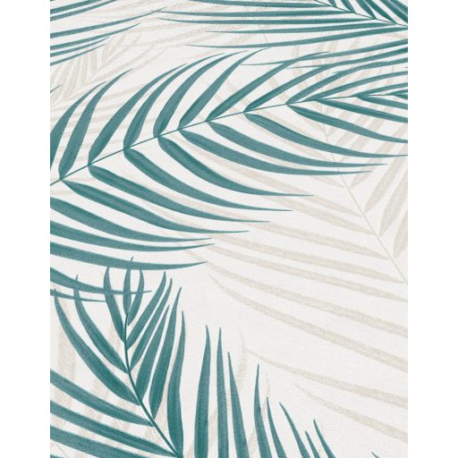 Erismann Fashion for Walls 3, 10221-19 Marbella Botanikus nagyvonalú pálmalevelek fémes kiemeléssel krémfehér bézs türkiz tapéta