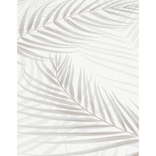 Erismann Fashion for Walls 3, 10221-31 Marbella Botanikus nagyvonalú pálmalevelek fémes kiemeléssel fehér szürke szürkésbézs  tapéta