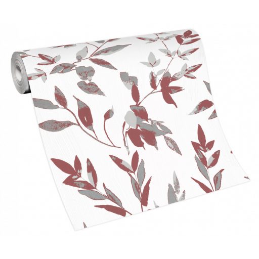 Erismann Walls we love 2/Flora 10224-22 Natur Levélmintázat fehér bordópiros szürke tapéta