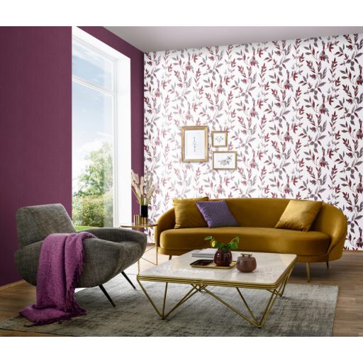 Erismann Walls we love 2/Flora 10224-22 Natur Levélmintázat fehér bordópiros szürke tapéta