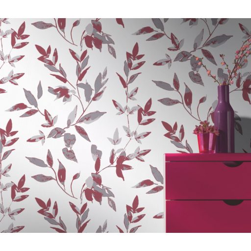 Erismann Walls we love 2/Flora 10224-22 Natur Levélmintázat fehér bordópiros szürke tapéta