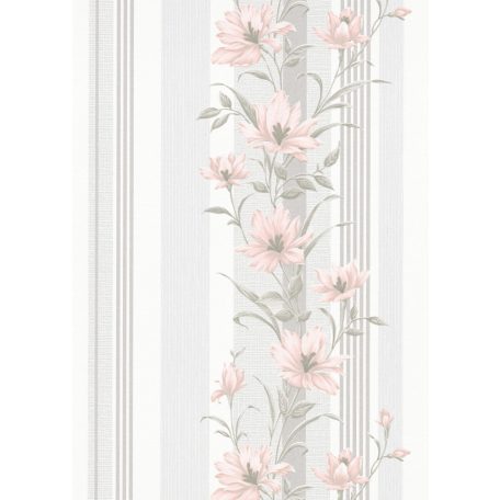 Erismann Finesse/Flora 10228-05 Natur virágminta panelszerű megjelenés modern csíkos háttéren krémfehér krém bézs rózsaszín szürke tapéta