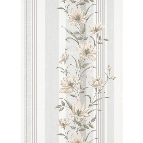 Erismann Finesse/Flora 10228-10 Natur virágminta panelszerű megjelenés modern csíkos háttéren fehér szürke bézs szürkésbarna tapéta