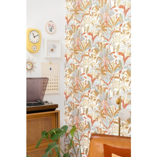 Caselio Escapade 102302685 Evasion Trópusi pálmafák fehér sárga világoskék narancs tapéta