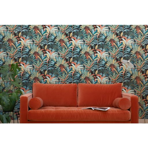 Caselio Escapade 102307499 Evasion Trópusi pálmafák fekete zöld türkiz korallszín tapéta