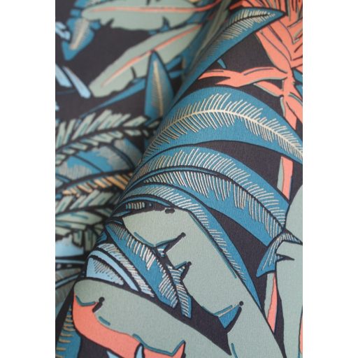 Caselio Escapade 102307499 Evasion Trópusi pálmafák fekete zöld türkiz korallszín tapéta