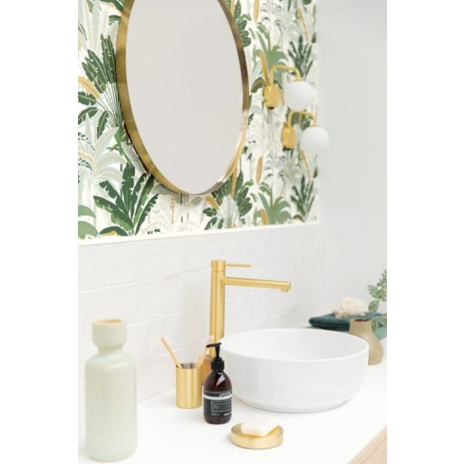 Caselio Escapade 102307773 Evasion Trópusi pálmafák fehér vízzöld zöld árnylatok bézsarany tapéta