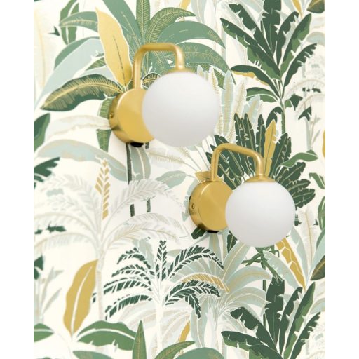 Caselio Escapade 102307773 Evasion Trópusi pálmafák fehér vízzöld zöld árnylatok bézsarany tapéta