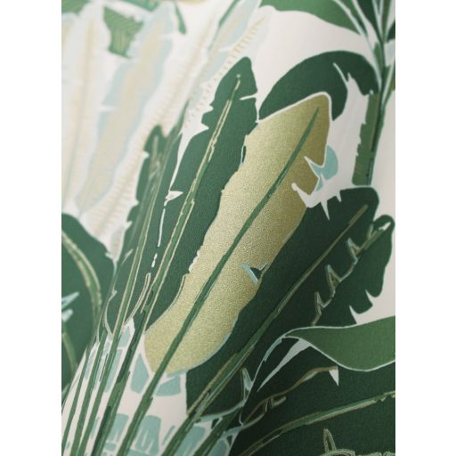 Caselio Escapade 102307773 Evasion Trópusi pálmafák fehér vízzöld zöld árnylatok bézsarany tapéta