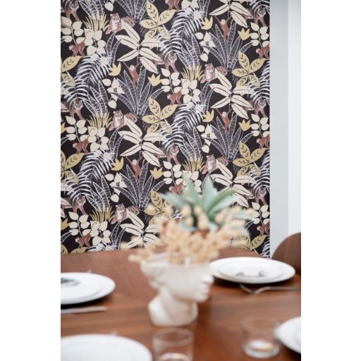 Caselio Escapade 102319248 Aventure Trópusi kaland a vadonban tigrisek és majmok társaságában fekete bézs barna arany tapéta