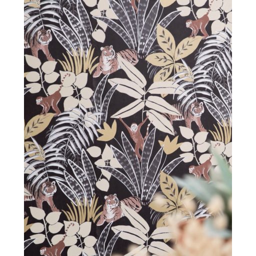 Caselio Escapade 102319248 Aventure Trópusi kaland a vadonban tigrisek és majmok társaságában fekete bézs barna arany tapéta