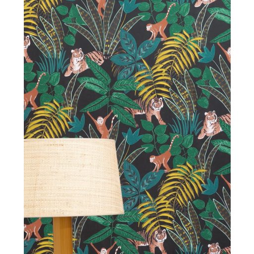 Caselio Escapade 102319704 Aventure Trópusi kaland a vadonban tigrisek és majmok társaságában fekete kék zöld sárga barna tapéta