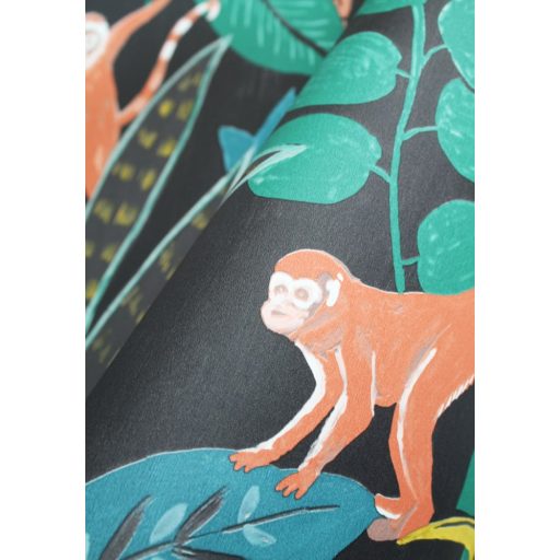 Caselio Escapade 102319704 Aventure Trópusi kaland a vadonban tigrisek és majmok társaságában fekete kék zöld sárga barna tapéta