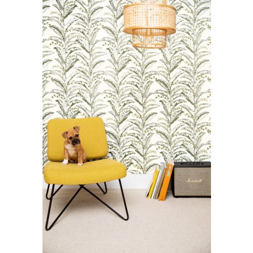 Caselio Escapade 102337735 Epopee Botanikus megejtő szépségű trópusi virágfűzér fehér khakizöld szürkésbézs bézsarany tapéta