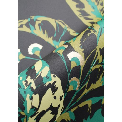 Caselio Escapade 102339735 Epopee Botanikus megejtő szépségű trópusi virágfűzér fekete khakizöld zöld türkiz bézsarany tapéta