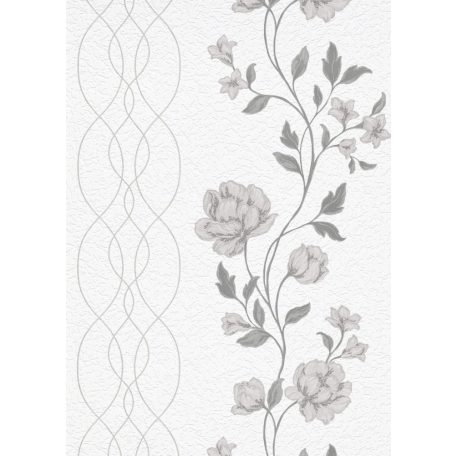 Erismann Finesse/Flora 10235-10 Natur virágminta panelszerű megjelenés grafikus hullám díszítéssel törtfehér bézs szürke  tapéta