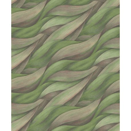 Akvarell színátmenetes levél - dinamikus hullámmotívum zöld szürkésbarna lila tónusok tapéta