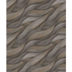   Akvarell színátmenetes levél - dinamikus hullámmotívum szürke és barna tónusok tapéta