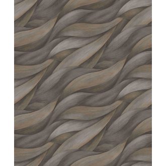   Akvarell színátmenetes levél - dinamikus hullámmotívum szürke és barna tónusok tapéta