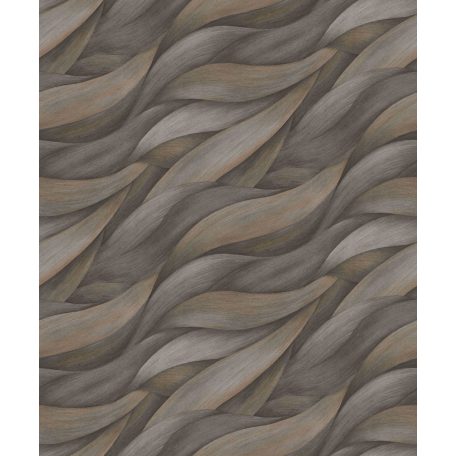 Akvarell színátmenetes levél - dinamikus hullámmotívum szürke és barna tónusok tapéta