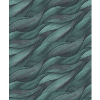   Akvarell színátmenetes levél - dinamikus hullámmotívum petrol és lila tónusok tapéta